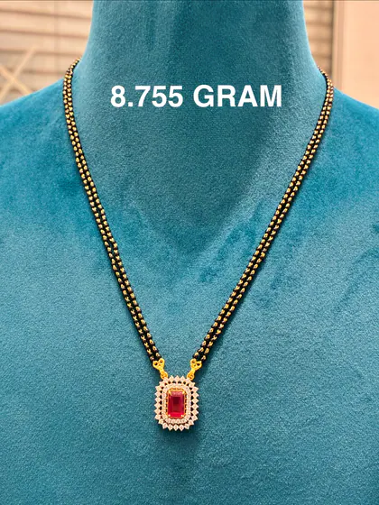 Lightweight mangalsutra with red stone pendant